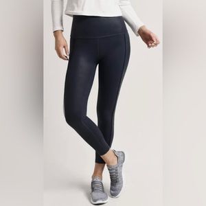 NEW Beyond Yoga Matte Pearlized Ride It High Waisted Midi Legging Navy Small